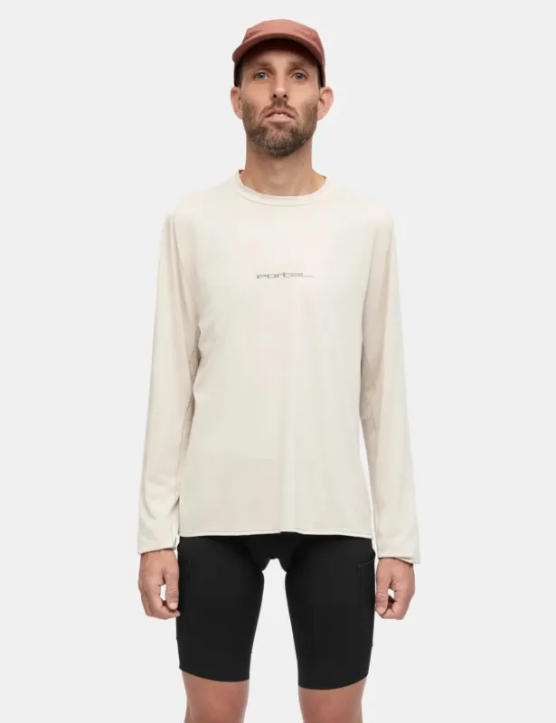 Portal Lateral Peak Long Sleeve T-Shirt - Bone White sold by Article London