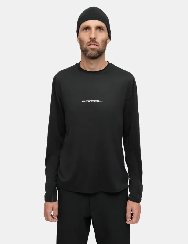 Portal Lateral Peak Long Sleeve T-Shirt - Black Beauty made by Article London