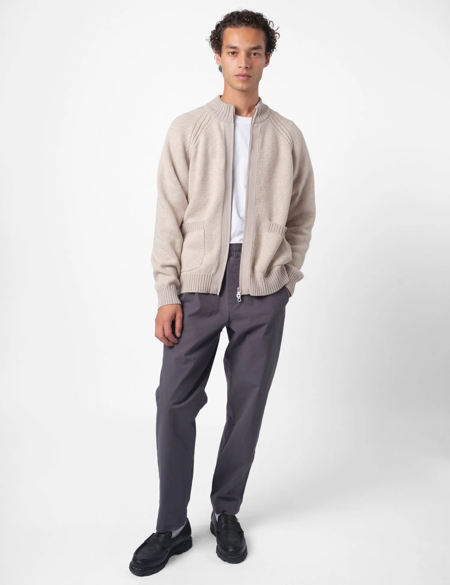 Folk Knitted Zip Through Bomber - Stone sold by Article London product image thumbnail 2