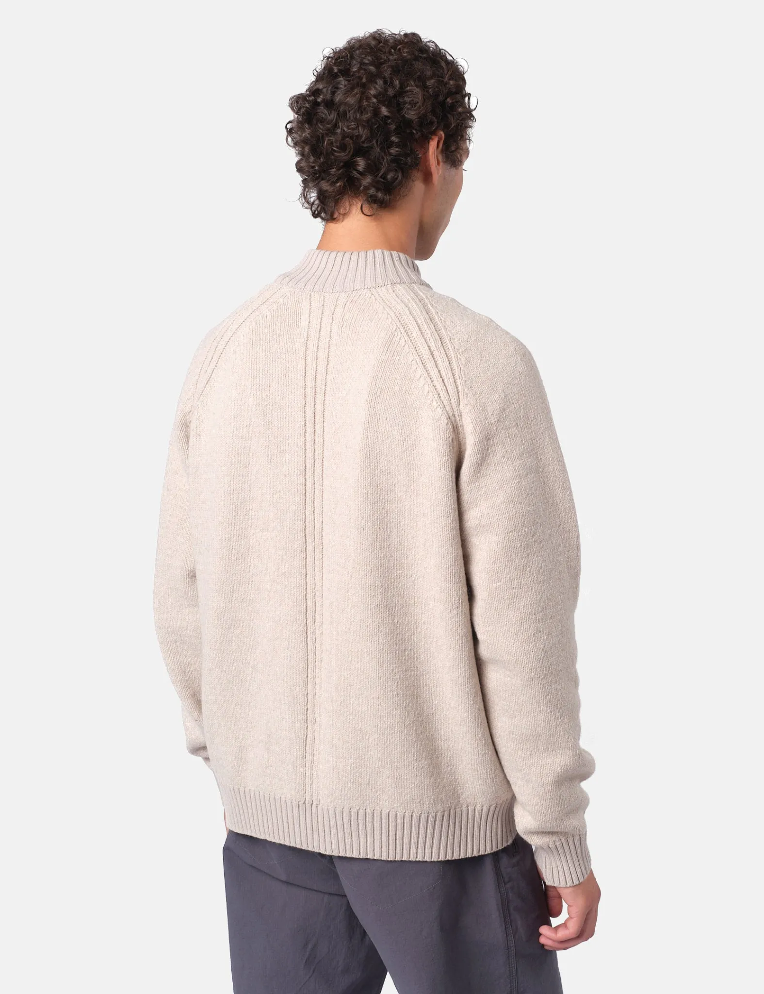 Folk Knitted Zip Through Bomber - Stone sold by Article London product image thumbnail 4