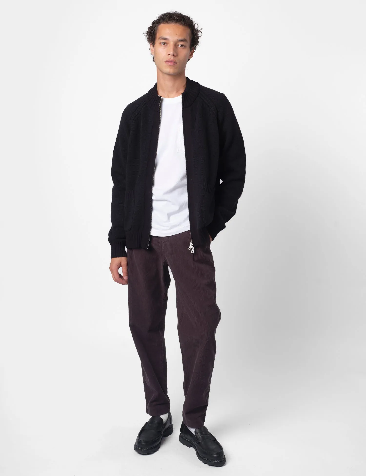 Folk Knitted Zip Through Bomber - Black sold by Article London product image thumbnail 3