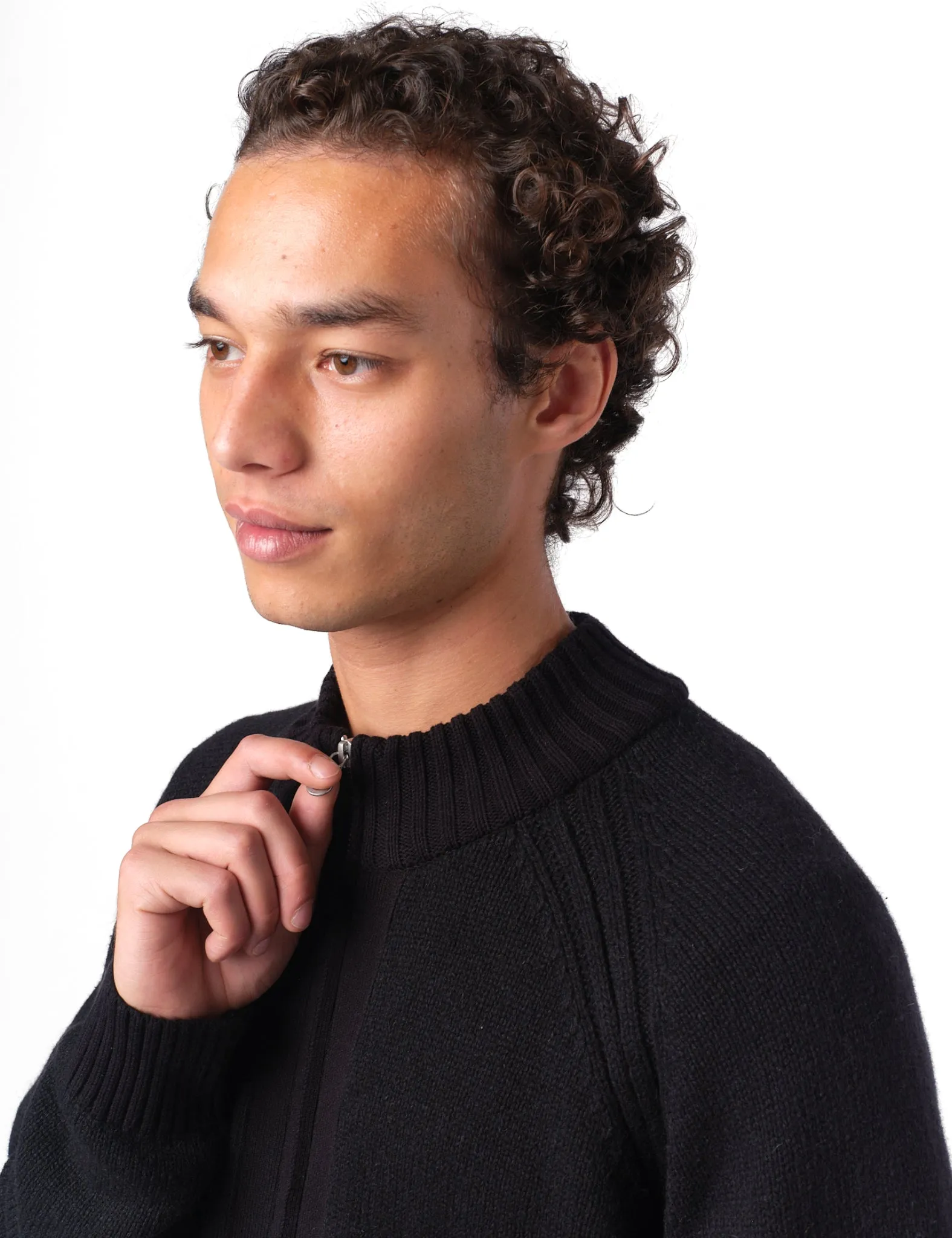 Folk Knitted Zip Through Bomber - Black sold by Article London product image thumbnail 2