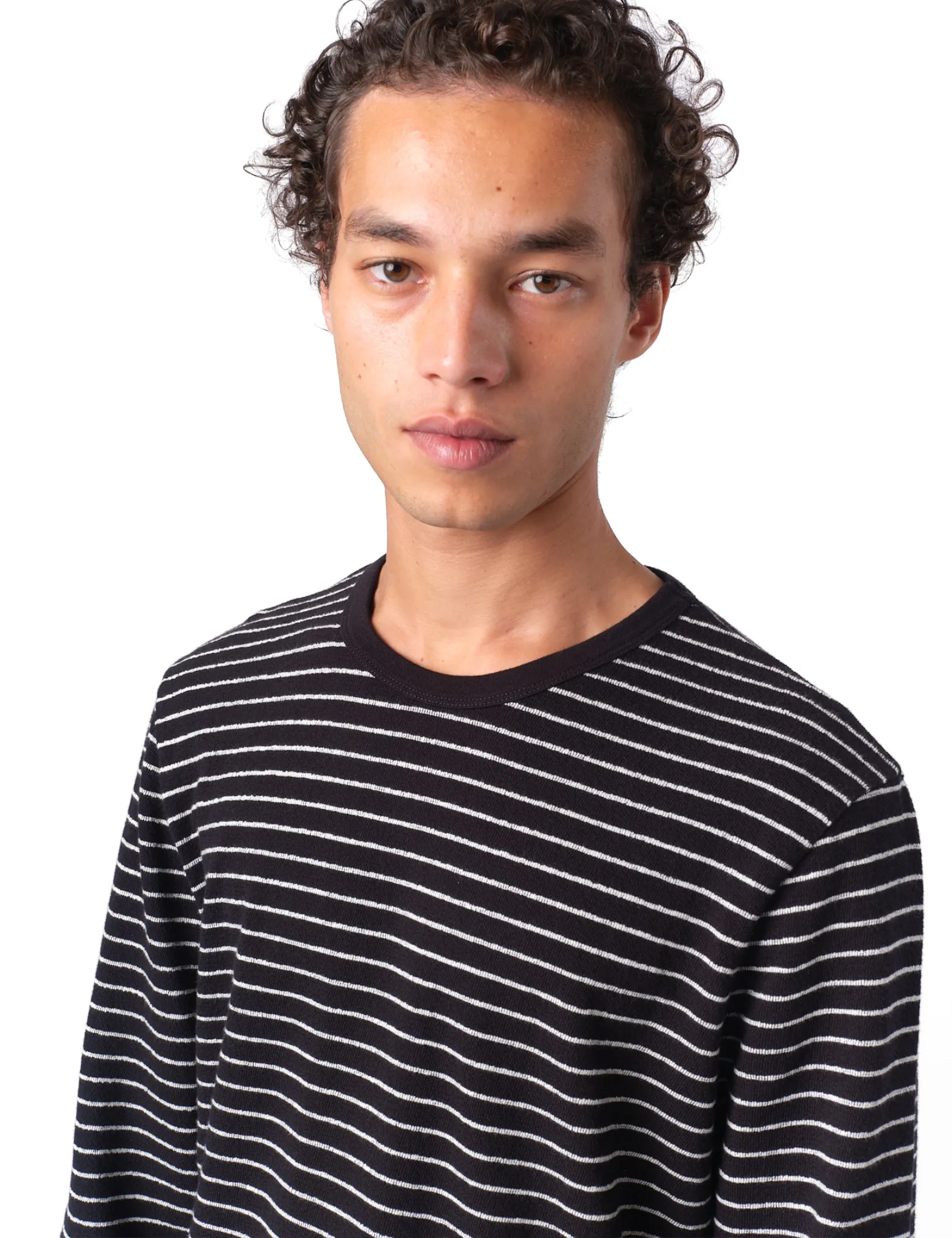 Folk Textured Stripe Long Sleeve T-Shirt - Black/Ecru sold by Article London product image thumbnail 3
