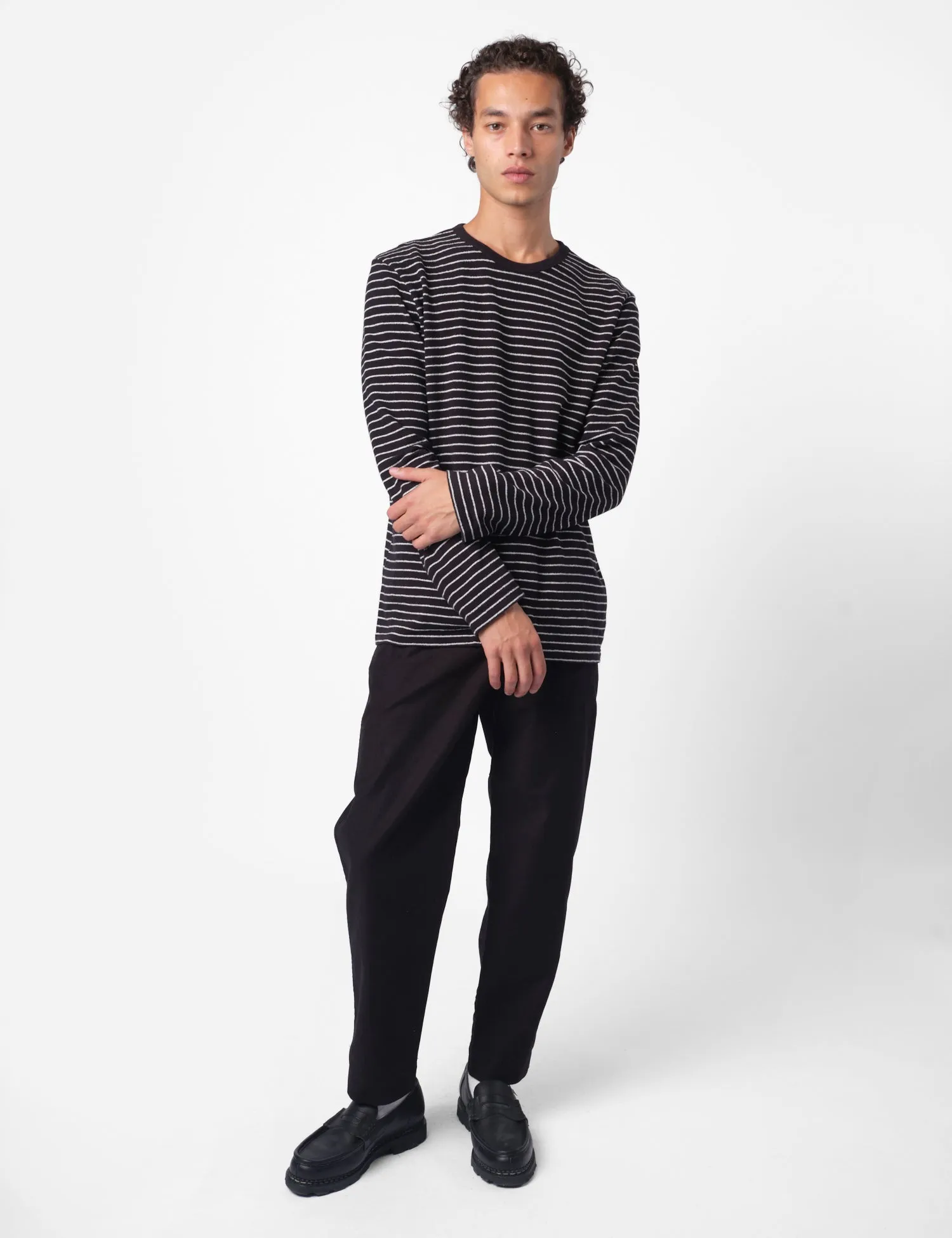 Folk Textured Stripe Long Sleeve T-Shirt - Black/Ecru sold by Article London product image thumbnail 2