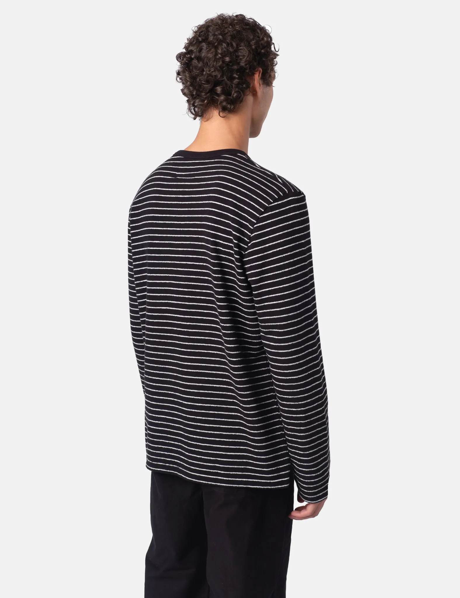 Folk Textured Stripe Long Sleeve T-Shirt - Black/Ecru sold by Article London product image thumbnail 4