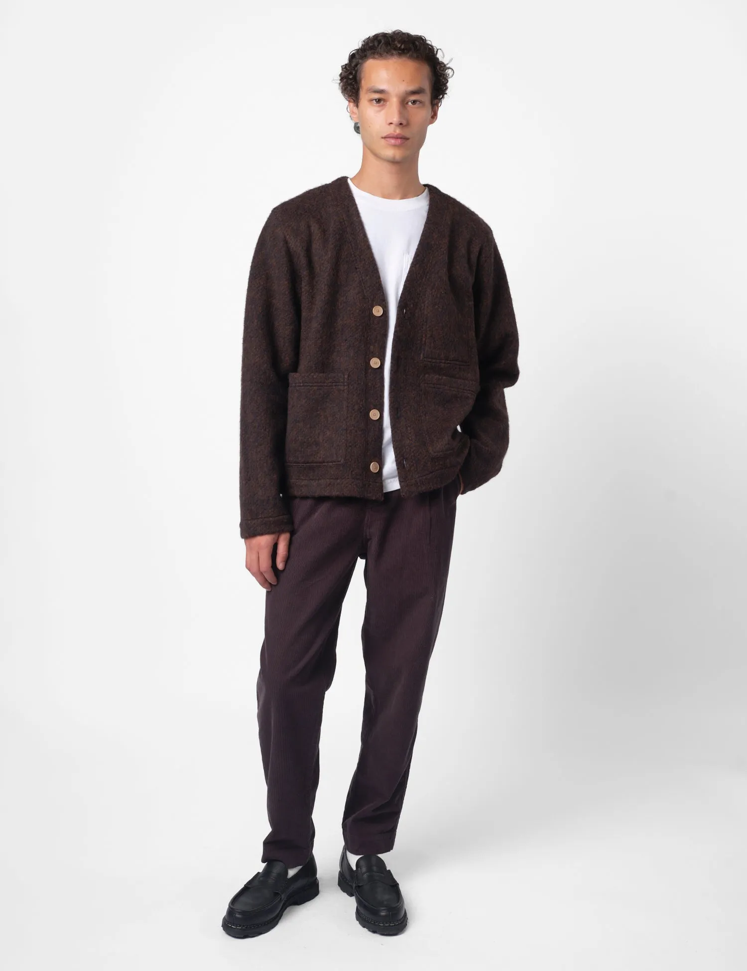 Folk Pocket Brushed Wool Cardigan - Navy/Espresso sold by Article London product image thumbnail 2