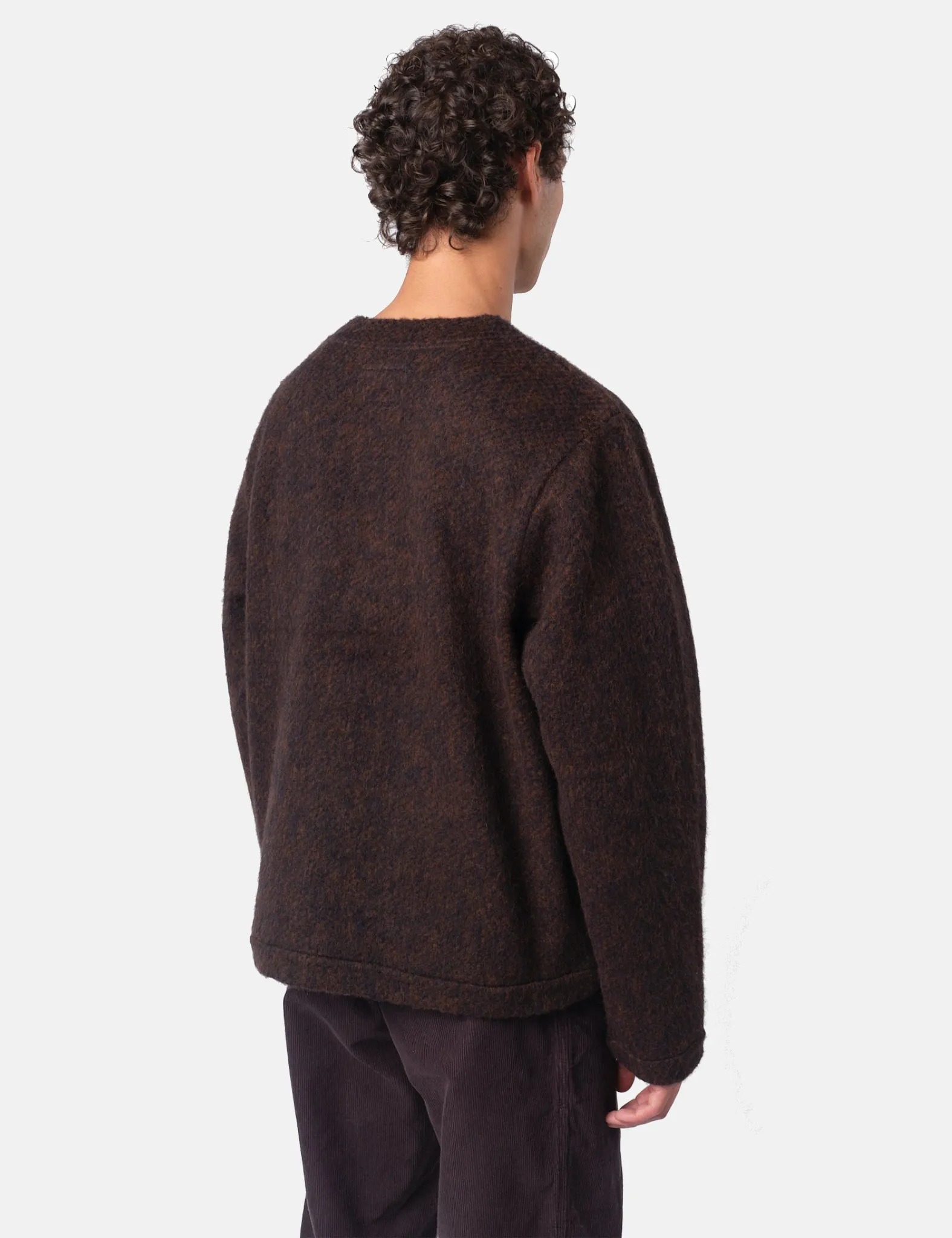 Folk Pocket Brushed Wool Cardigan - Navy/Espresso sold by Article London product image thumbnail 4