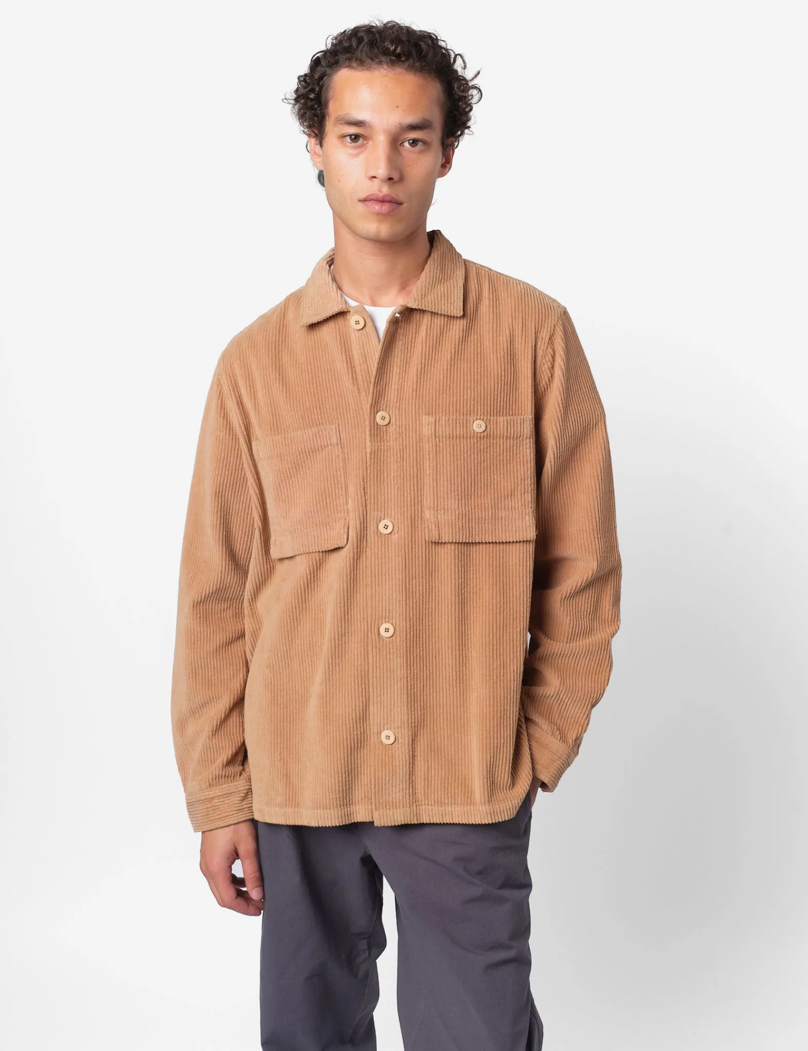 Folk Patch Corduroy Overshirt - Mink Chucky sold by Article London