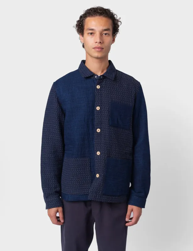 Folk Assembly Patchwork Waffle Jacket - Indigo Blue sold by Article London