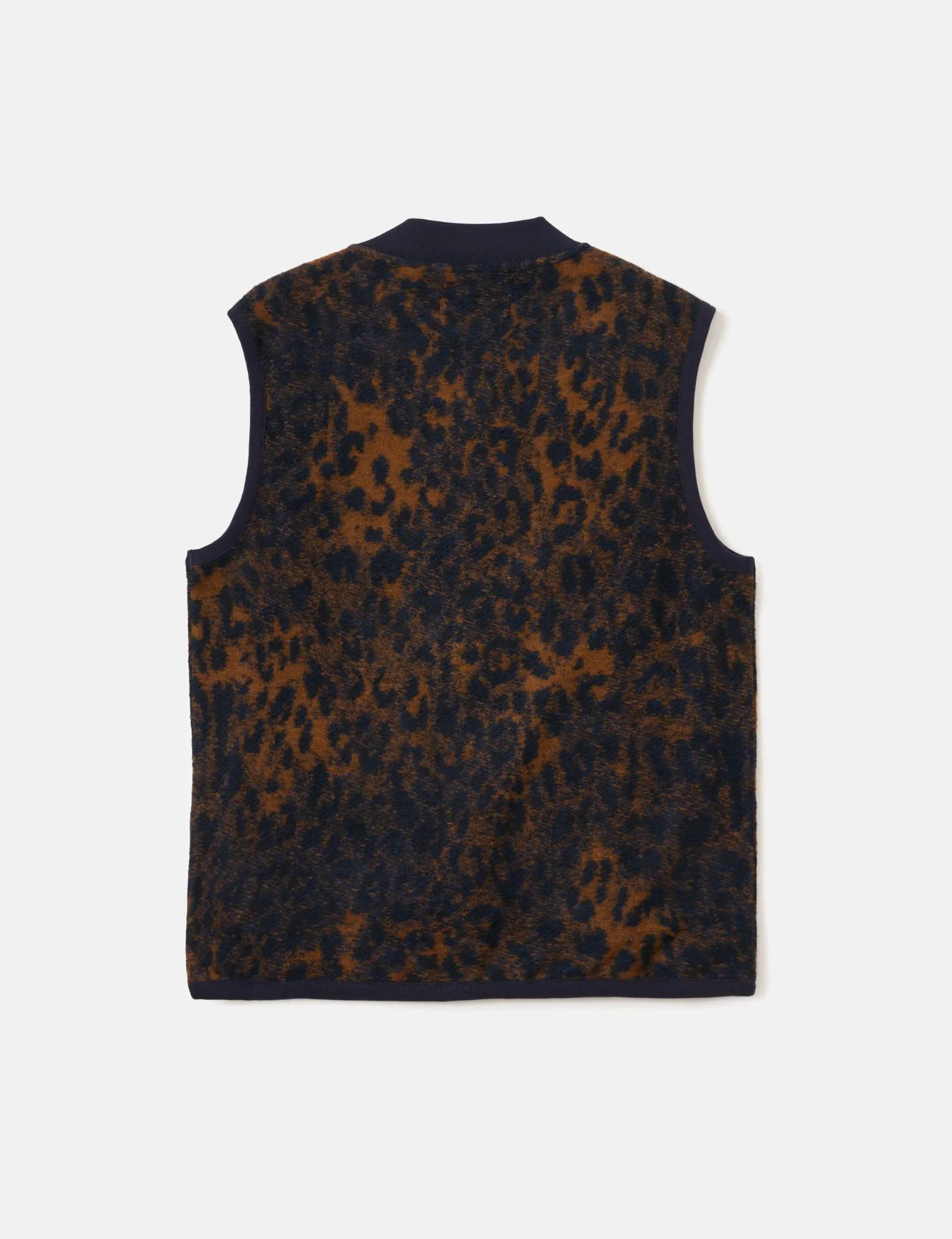 Universal Works Zip Waistcoat (Night Leopard) - Dark Navy/Brown sold by Article London product image thumbnail 3