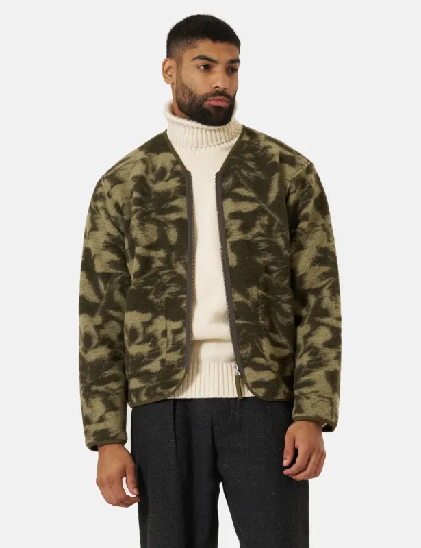 Universal Works Zip Liner Jacket (Studio Fleece) - Green/Pale Green sold by Article London