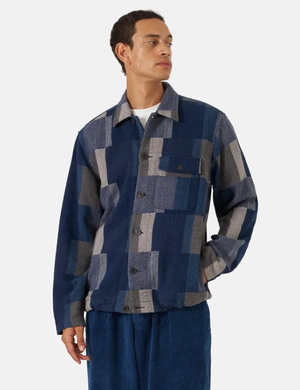 Universal Works Tech Overshirt (Japanese Patchwork) - Navy Blue sold by Article London