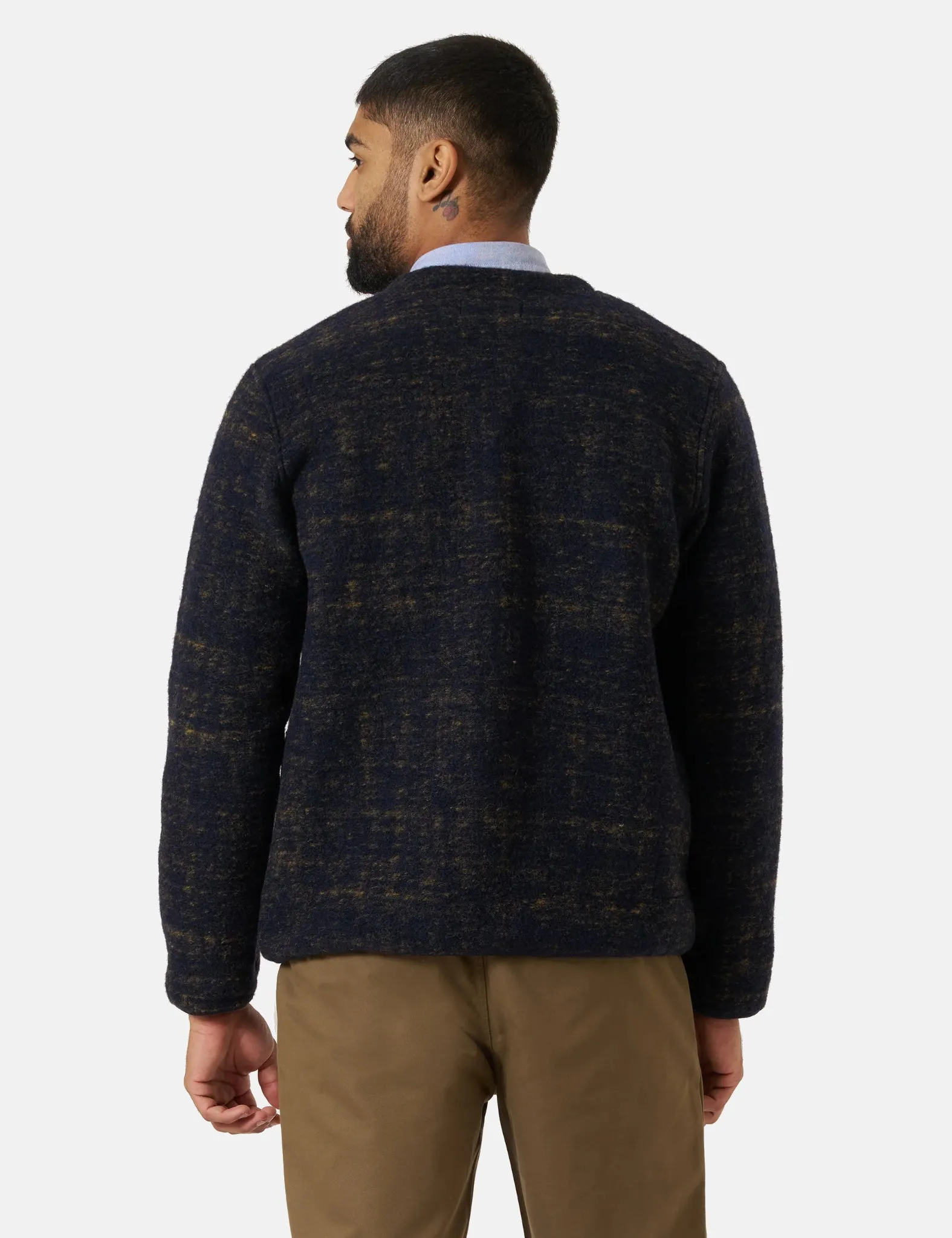 Universal Works Marble Fleece Cardigan - Navy Blue sold by Article London product image thumbnail 3