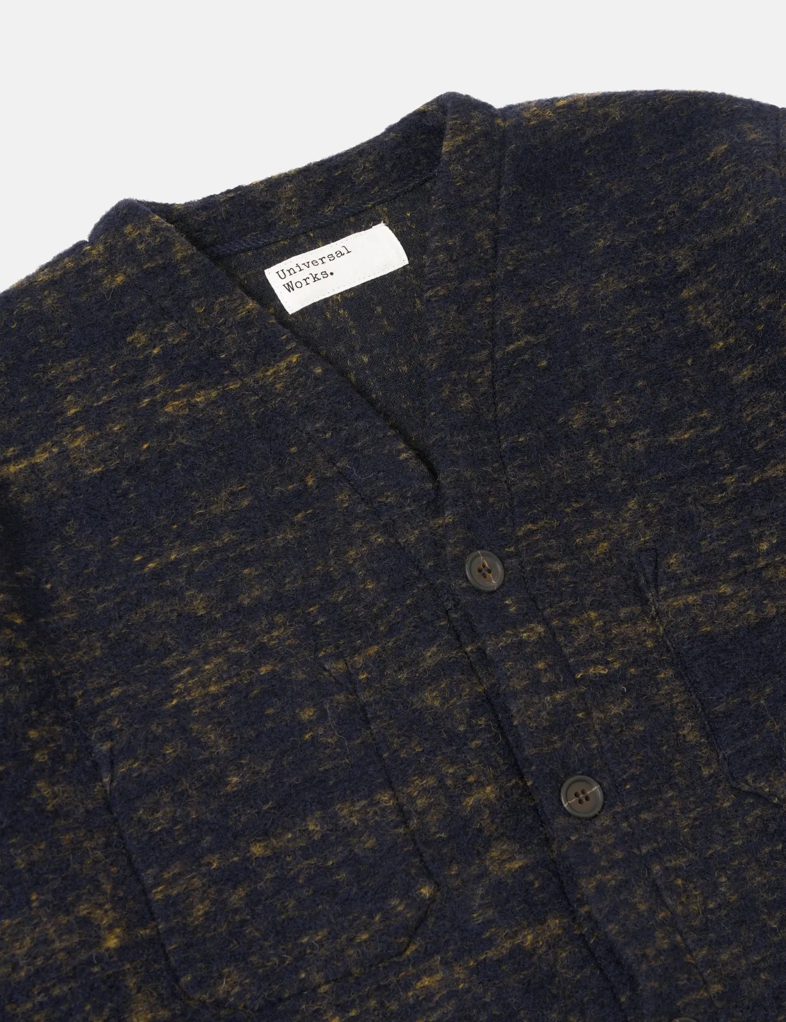 Universal Works Marble Fleece Cardigan - Navy Blue sold by Article London product image thumbnail 2
