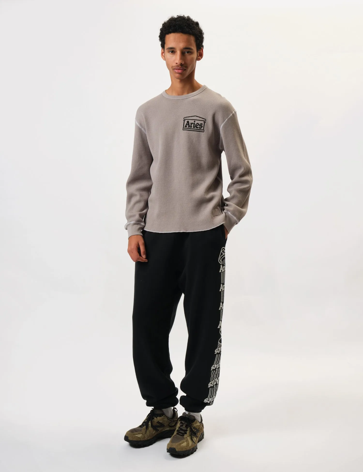 Aries Reversible Temple Waffle Long Sleeve T-Shirt - Grey sold by Article London product image thumbnail 3