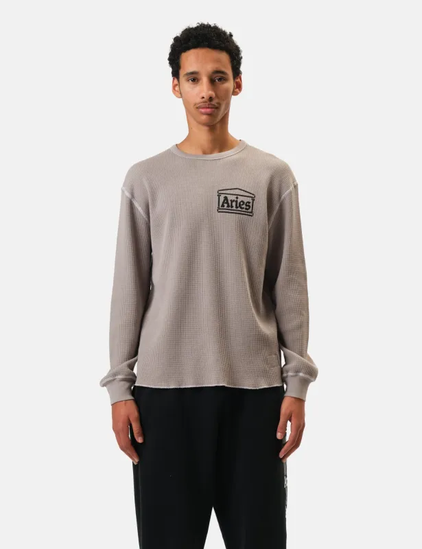 Aries Reversible Temple Waffle Long Sleeve T-Shirt - Grey sold by Article London