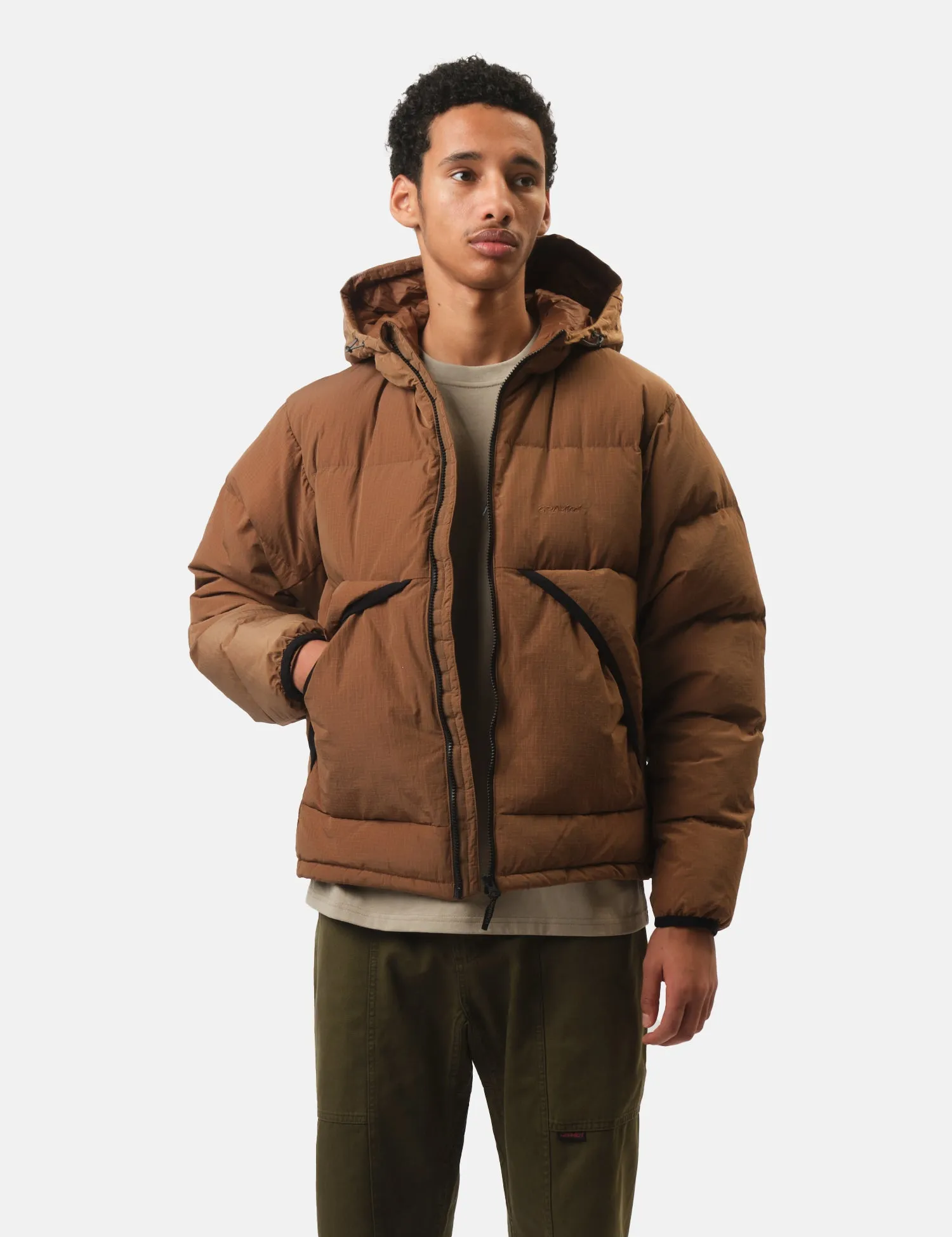 Gramicci Down Puffer Hooded Jacket - Brown sold by Article London product image thumbnail 4