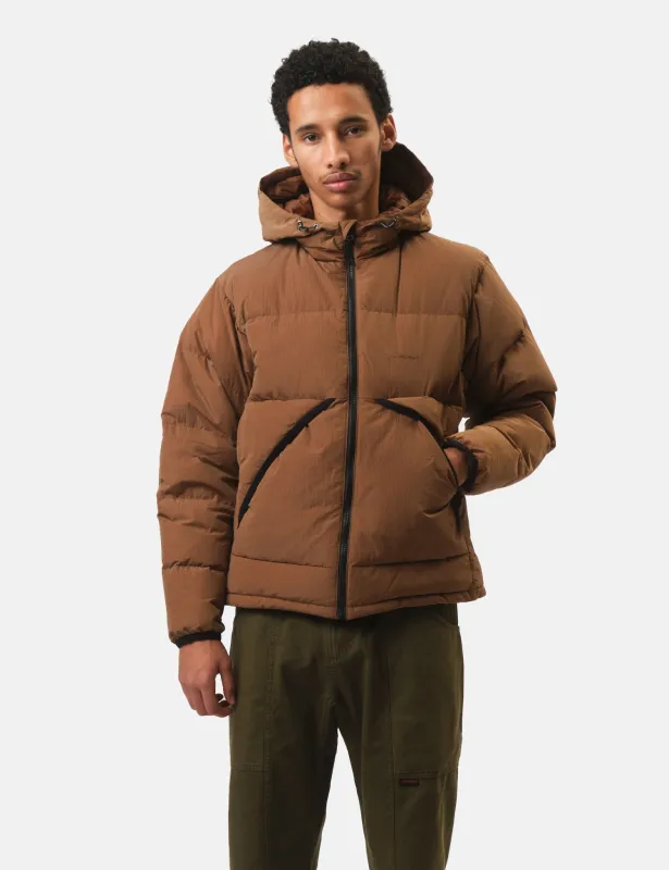 Gramicci Down Puffer Hooded Jacket - Brown made by Gramicci