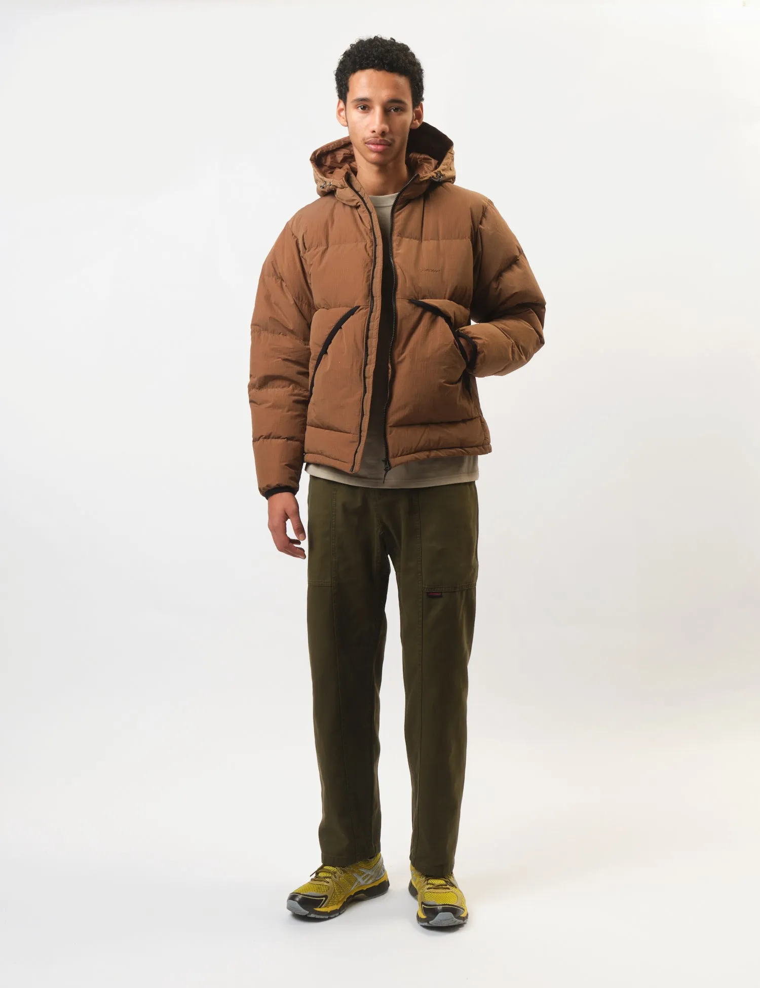 Gramicci Down Puffer Hooded Jacket - Brown sold by Article London product image thumbnail 3