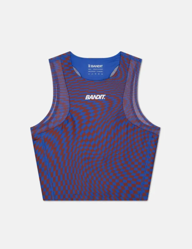 Bandit Women's Stamina Race Crop - Deep Peri Blue w/ Rust sold by Article London