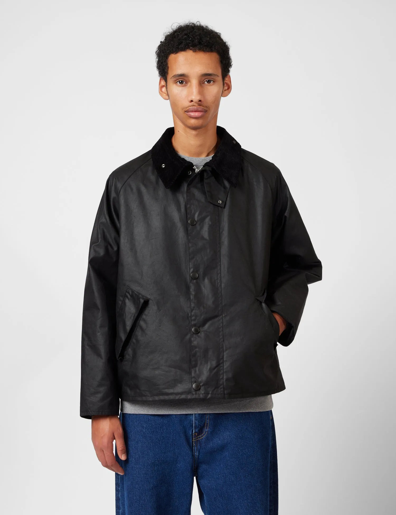 Barbour OS Transport Wax Jacket - Black sold by Article London product image thumbnail 3