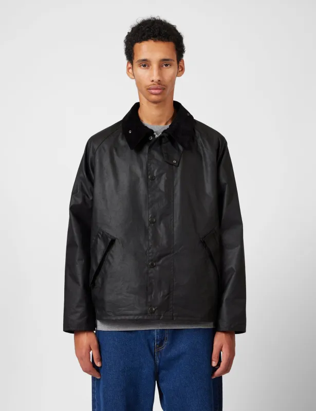 Barbour OS Transport Wax Jacket - Black sold by Article London