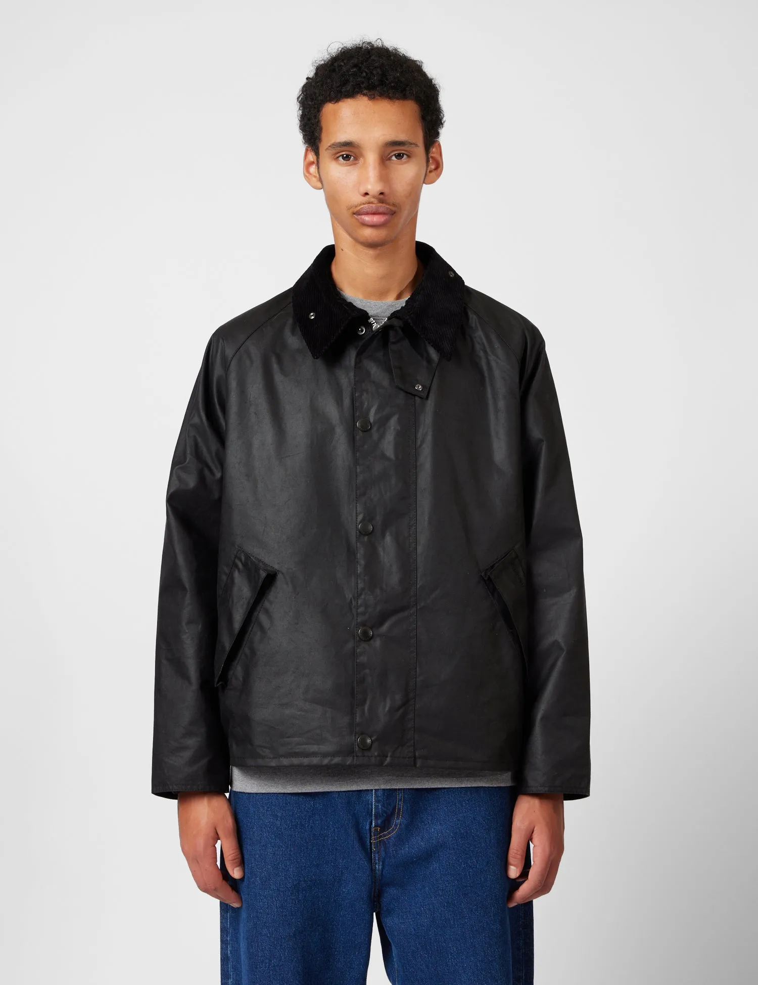 Barbour OS Transport Wax Jacket - Black sold by Article London