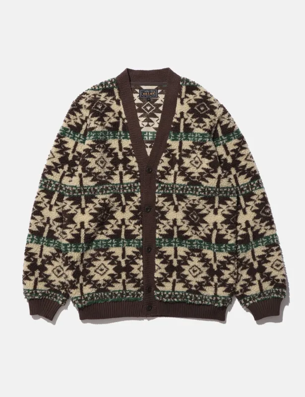 Beams Plus Cardigan Boa (Jacquard) - Brown sold by Article London