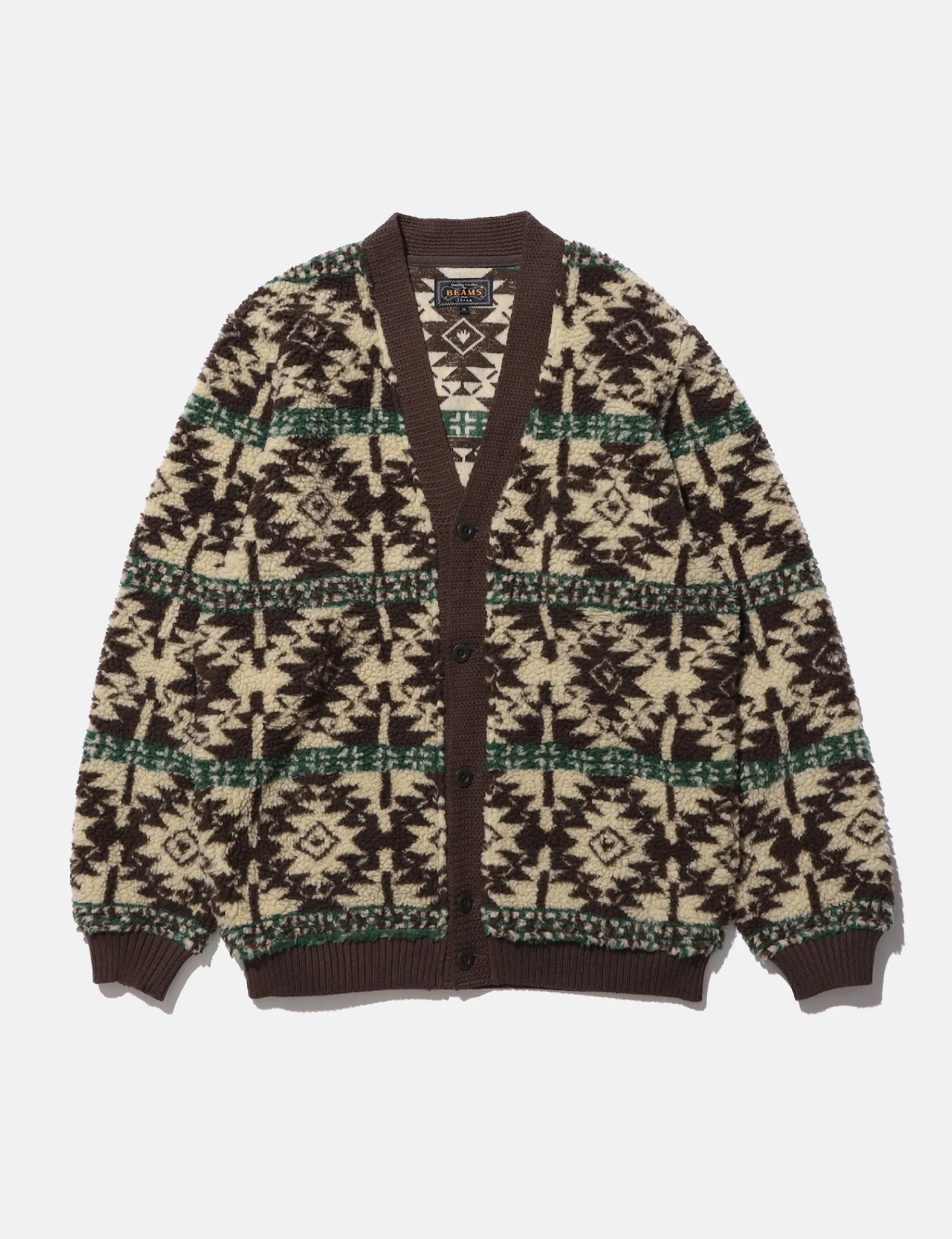 Beams Plus Cardigan Boa (Jacquard) - Brown sold by Article London