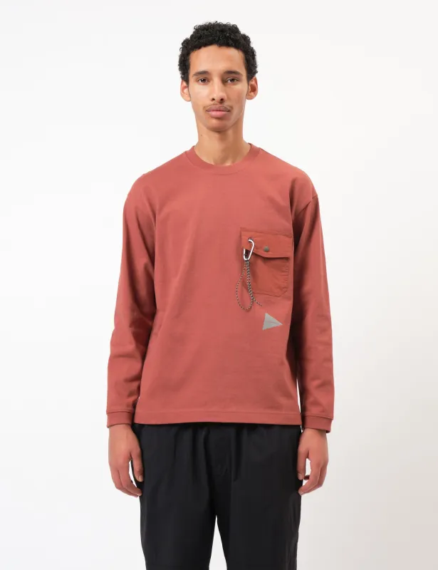 and Wander Heavy Cotton Pocket Long Sleeve T-Shirt - Red sold by Article London