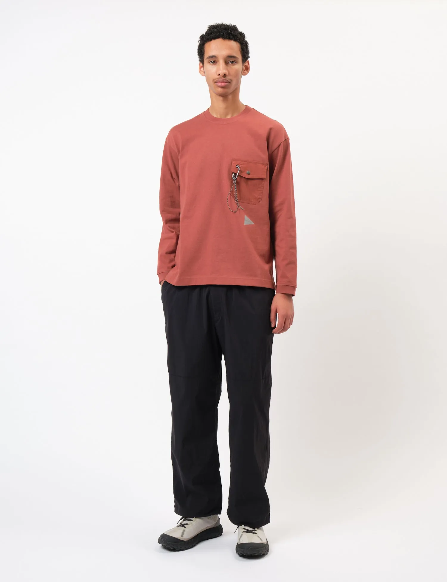 and Wander Heavy Cotton Pocket Long Sleeve T-Shirt - Red sold by Article London product image thumbnail 3