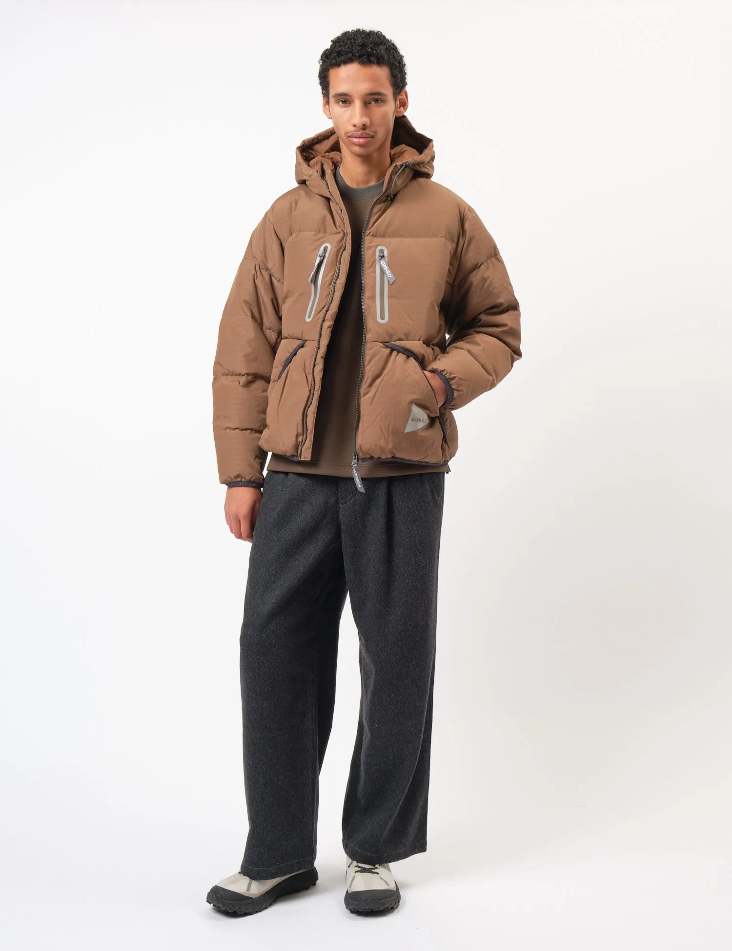 and Wander x Gramicci Wool Check Down Jacket - Orange sold by Article London product image thumbnail 3