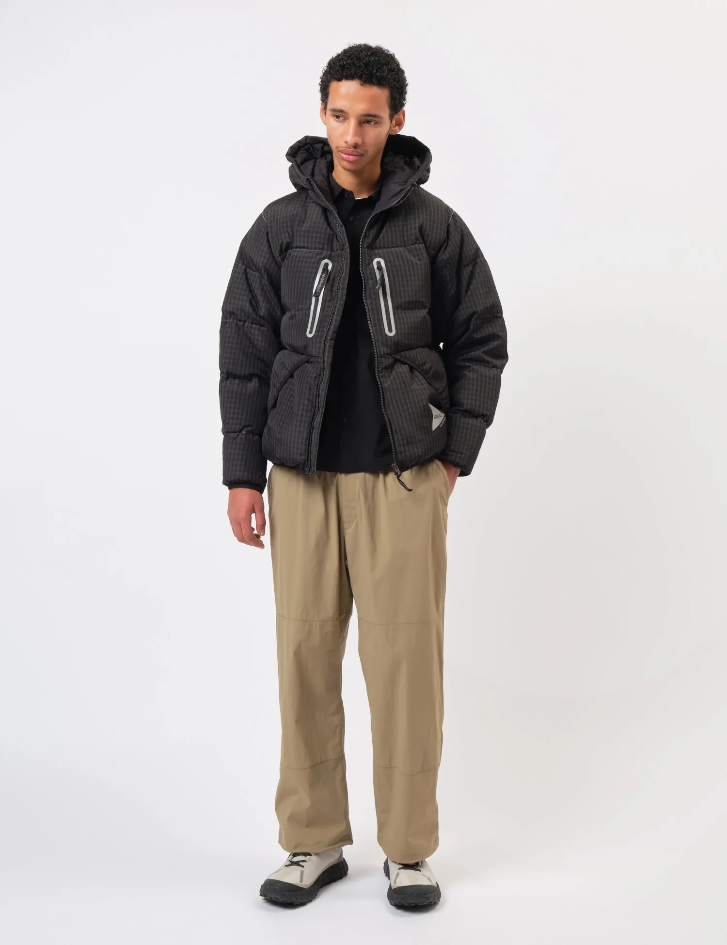 and Wander x Gramicci Wool Check Down Jacket - Charcoal Grey sold by Article London product image thumbnail 2