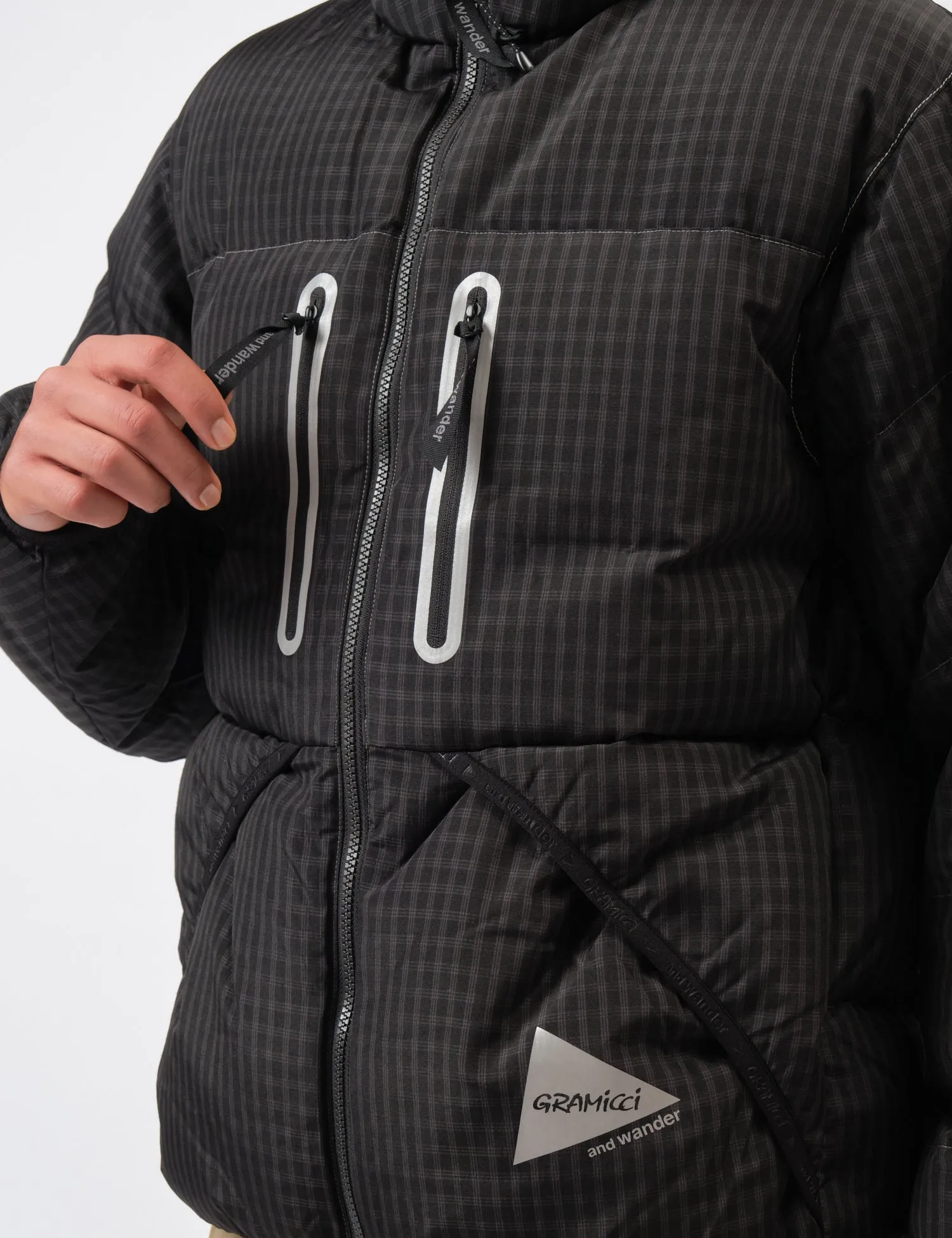 and Wander x Gramicci Wool Check Down Jacket - Charcoal Grey sold by Article London product image thumbnail 3