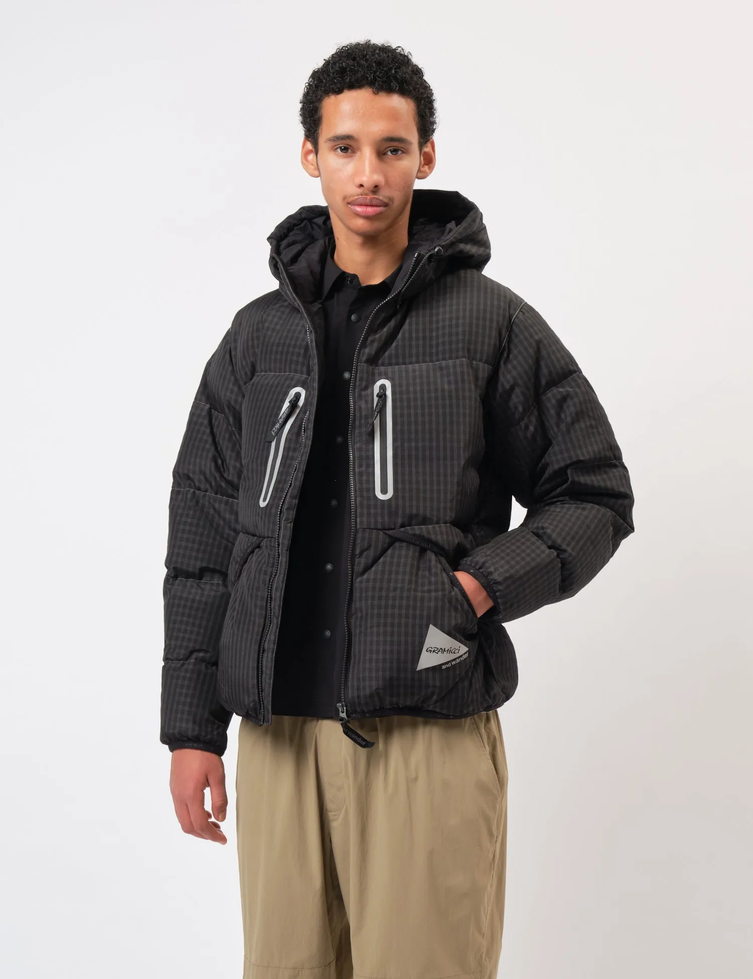and Wander x Gramicci Wool Check Down Jacket - Charcoal Grey sold by Article London product image thumbnail 4