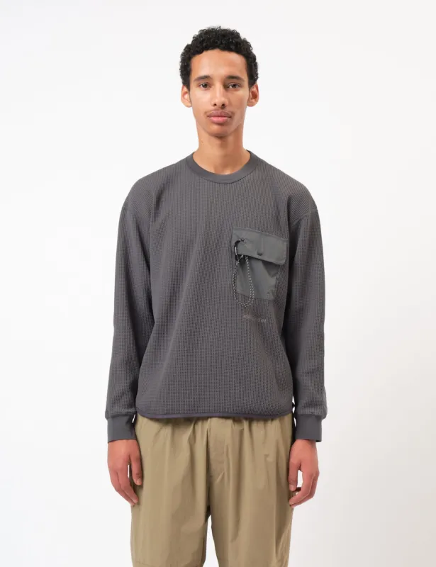 and Wander PE Waffle Long Sleeve T-Shirt - Grey sold by Article London