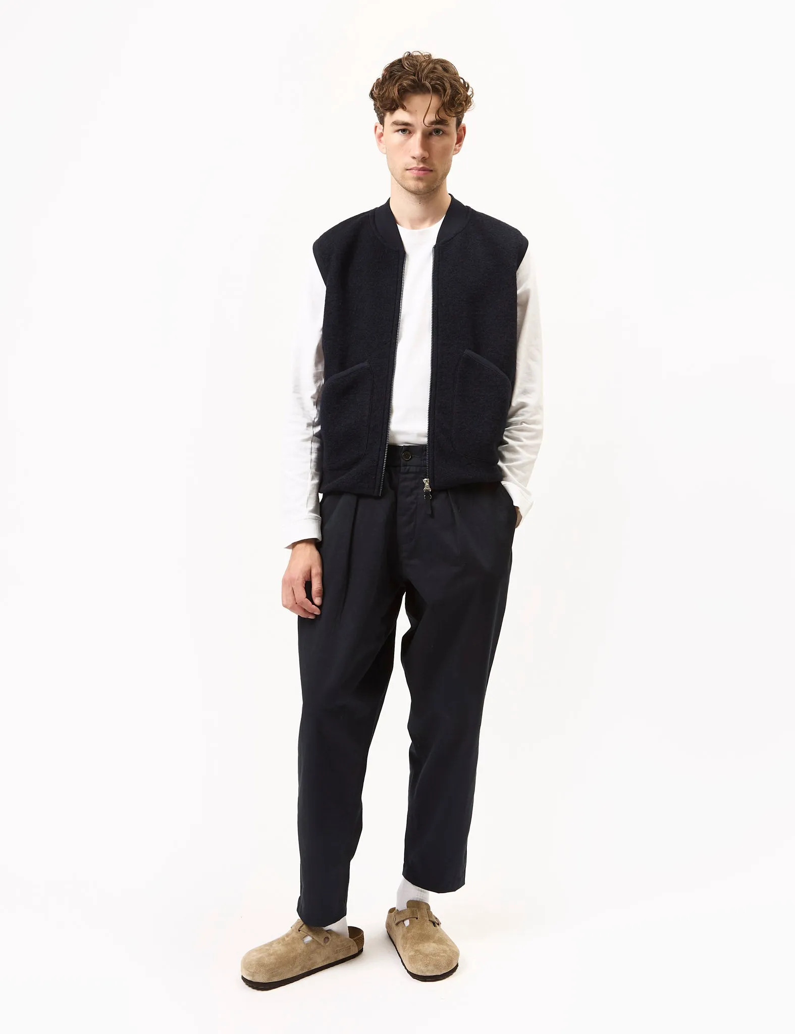 Universal Works Zip Waistcoat (Wool Fleece) - Navy Blue sold by Article London product image thumbnail 3