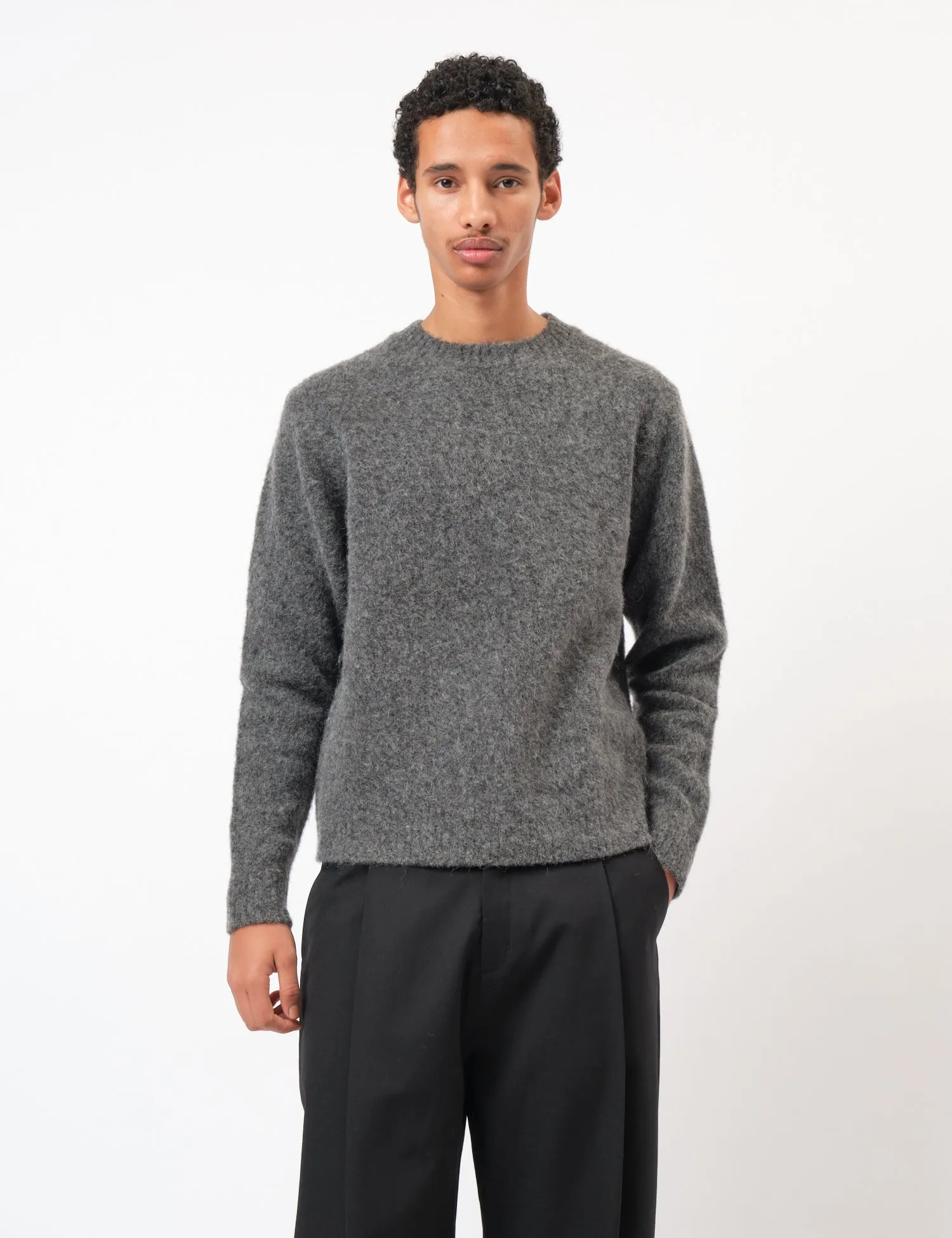 Coor Hairy Alpaca-Blend Crewneck Sweater - Melange Grey sold by Article London product image thumbnail 4