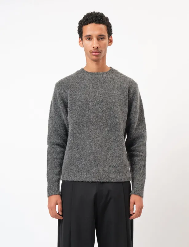Coor Hairy Alpaca-Blend Crewneck Sweater - Melange Grey sold by Article London