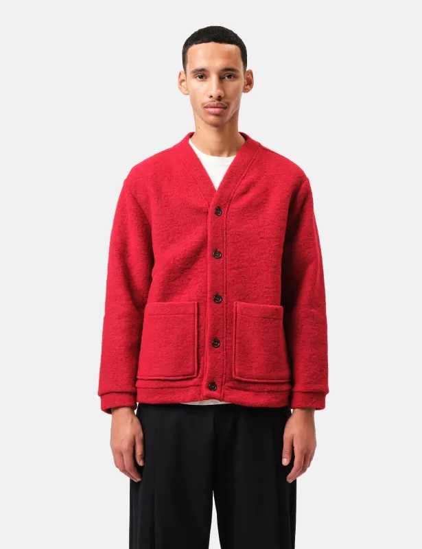 Universal Works Advance Cardigan (Wool Fleece) - Red sold by Article London