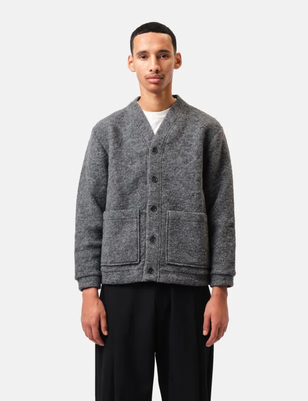 Universal Works Advance Cardigan (Wool Fleece) - Grey Marl sold by Article London