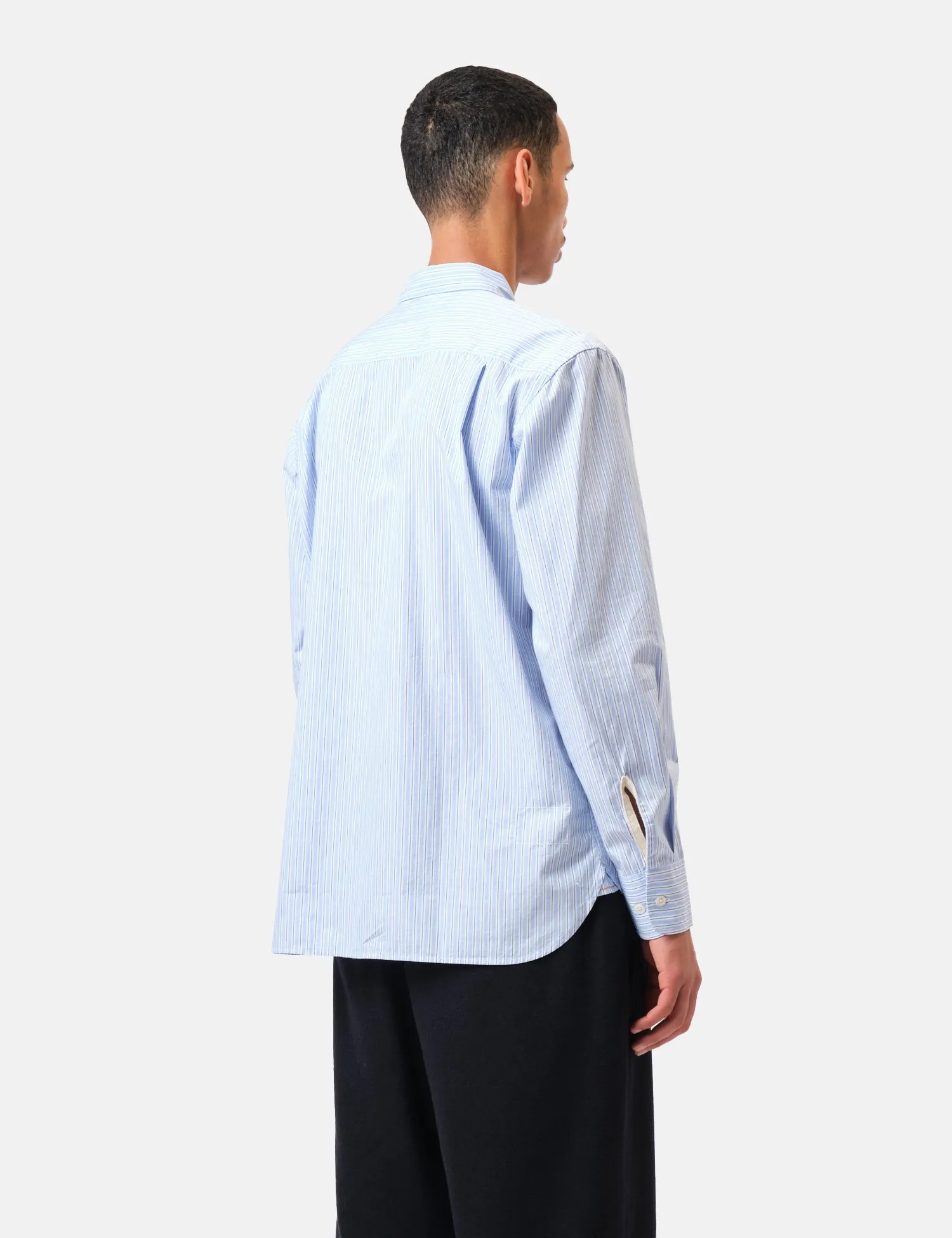 Universal Works Square Pocket Shirt (Office Stripe) - Blue sold by Article London product image thumbnail 5