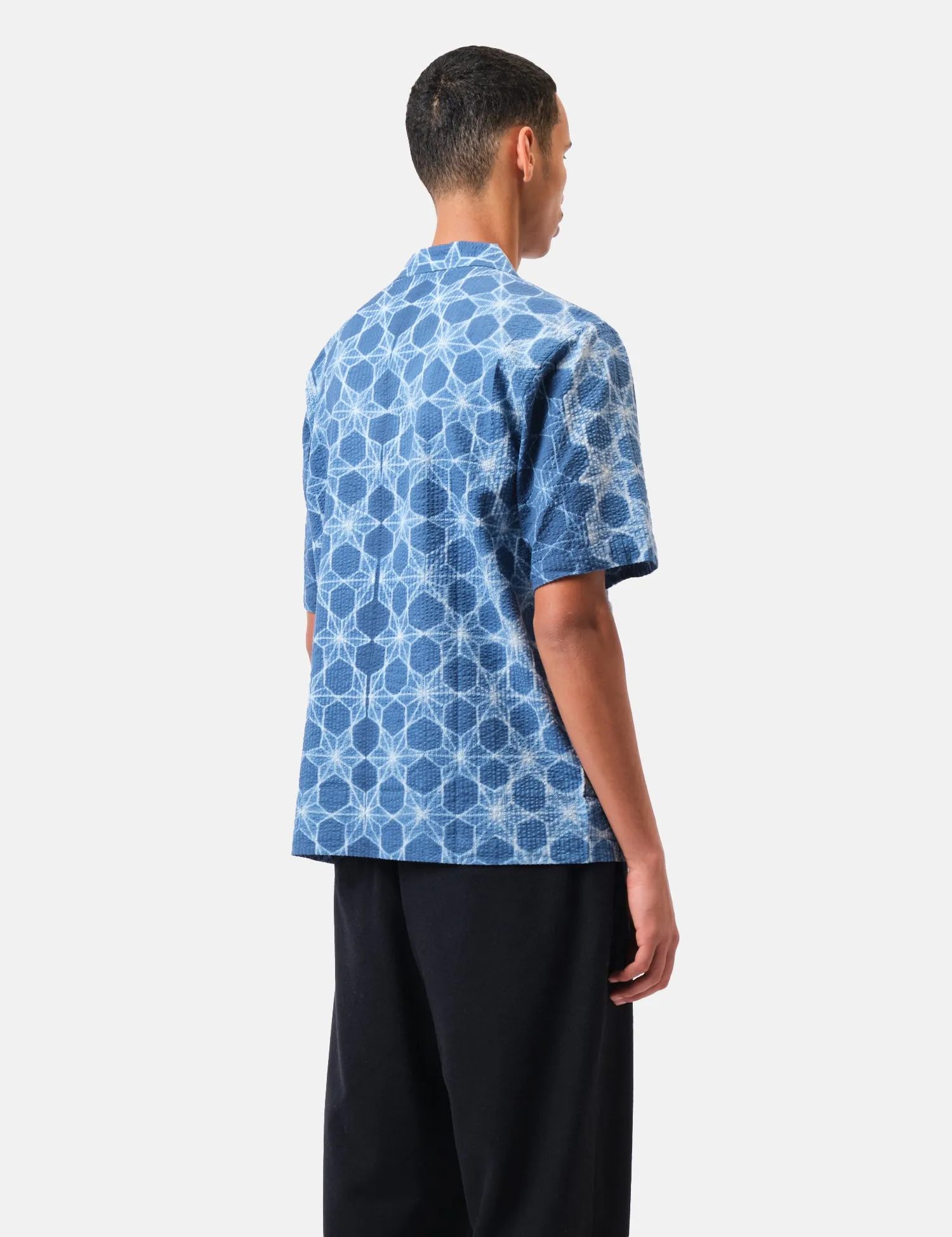 Universal Works Road Shirt (Needle Tye N Dye) - Indigo Blue sold by Article London product image thumbnail 4