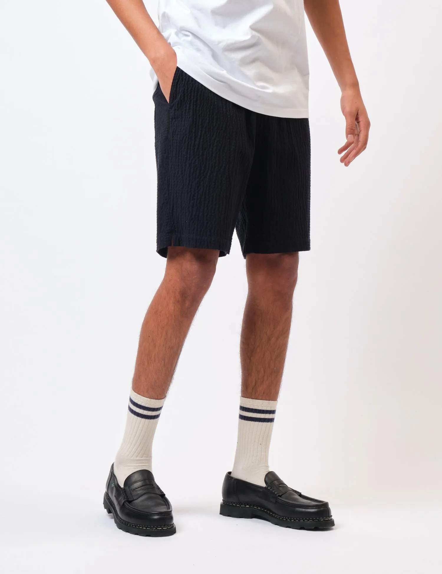 Universal Works Simple Shorts (Ospina Cotton) - Dark Navy Blue sold by Article London product image thumbnail 4