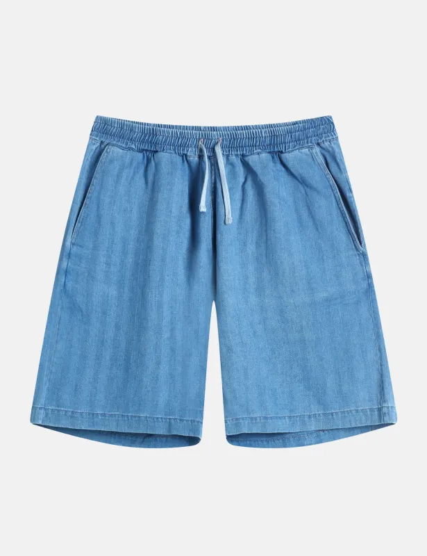 Universal Works Simple Shorts (Denim) - Washed Indigo Blue sold by Article London