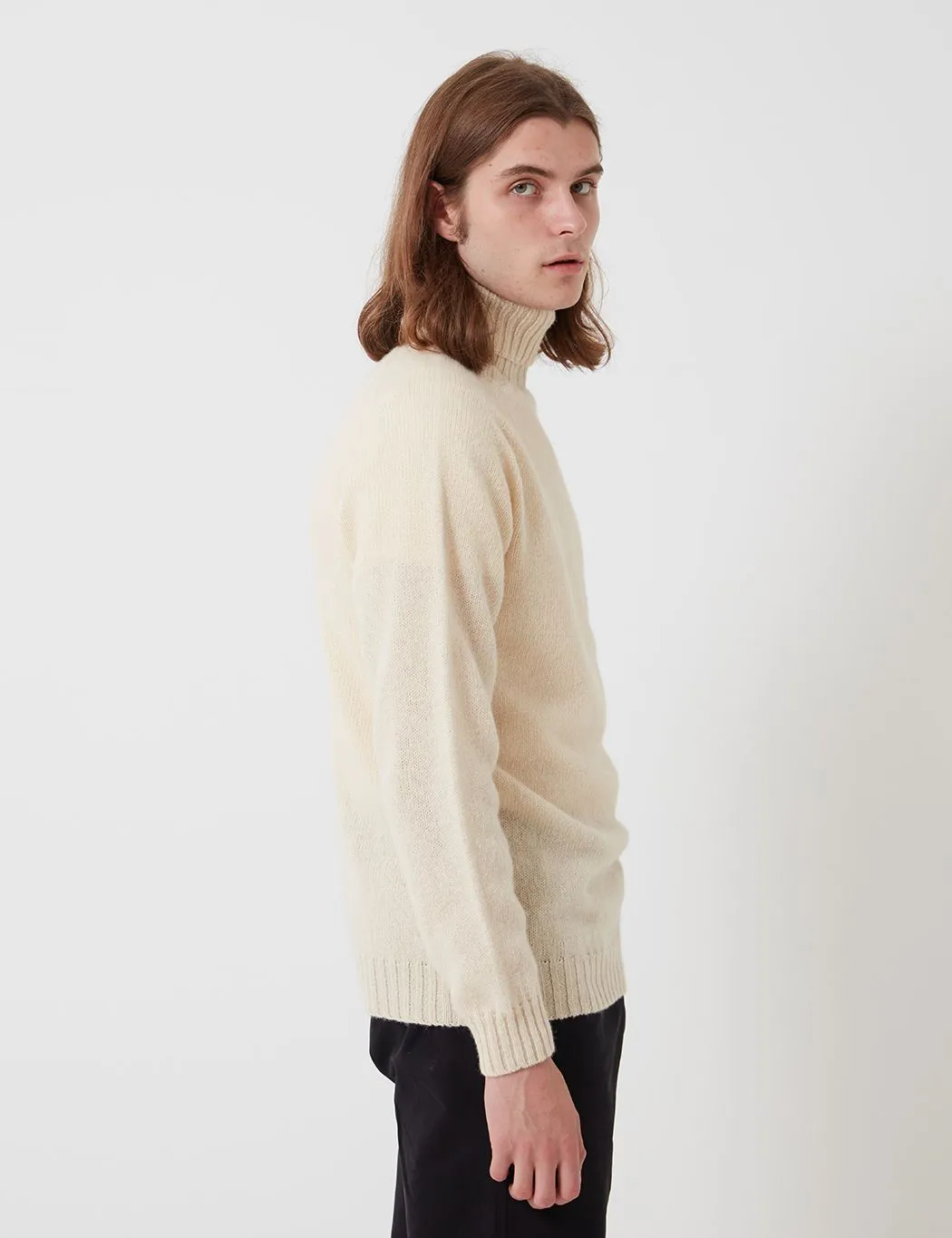 Bhode Lambswool Roll Neck Jumper (Made in Scotland) - Cream sold by Article London product image thumbnail 3