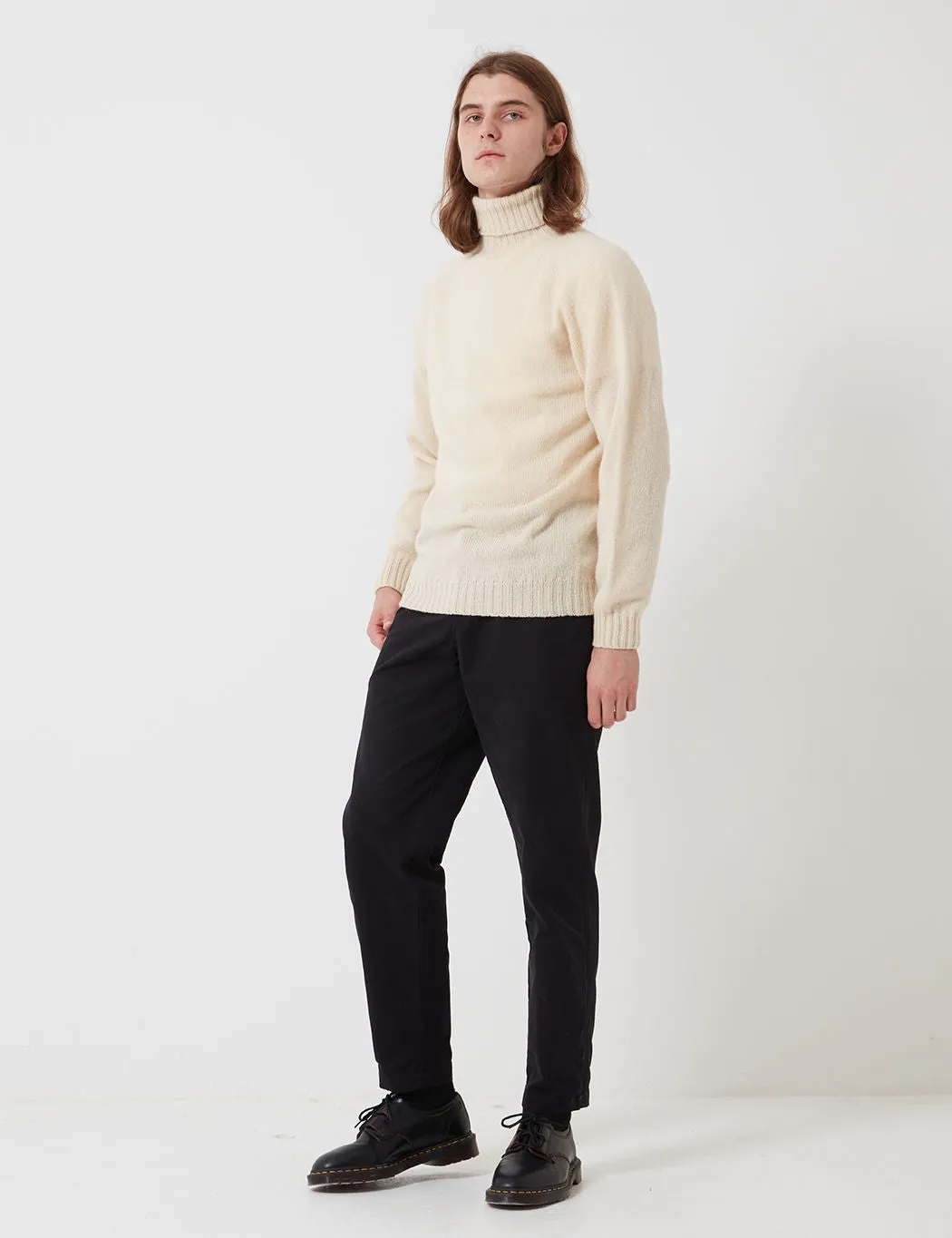 Bhode Lambswool Roll Neck Jumper (Made in Scotland) - Cream sold by Article London product image thumbnail 4