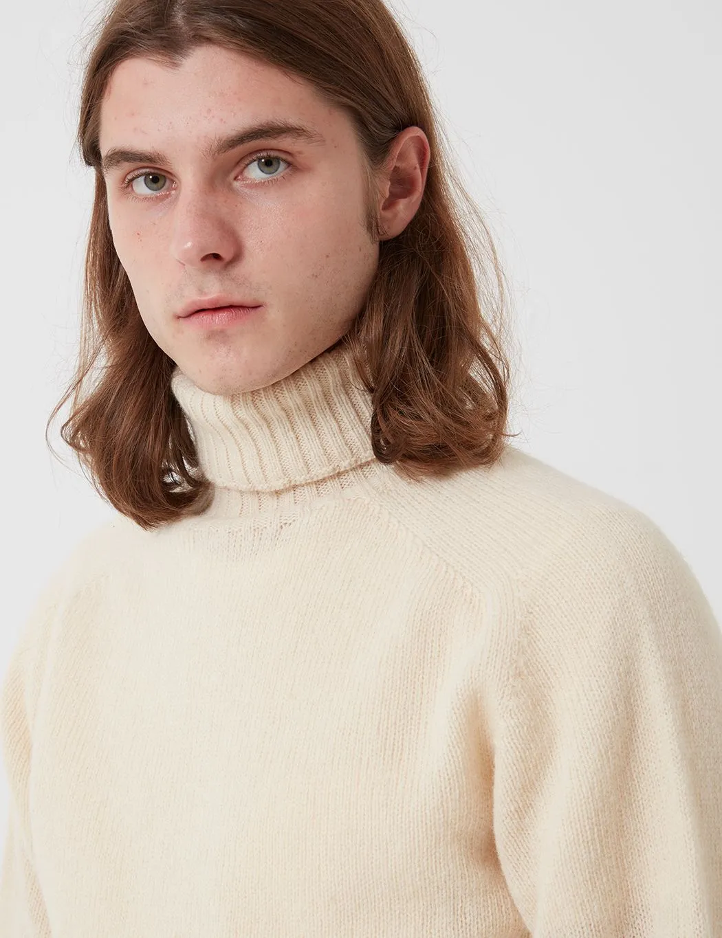 Bhode Lambswool Roll Neck Jumper (Made in Scotland) - Cream sold by Article London product image thumbnail 2