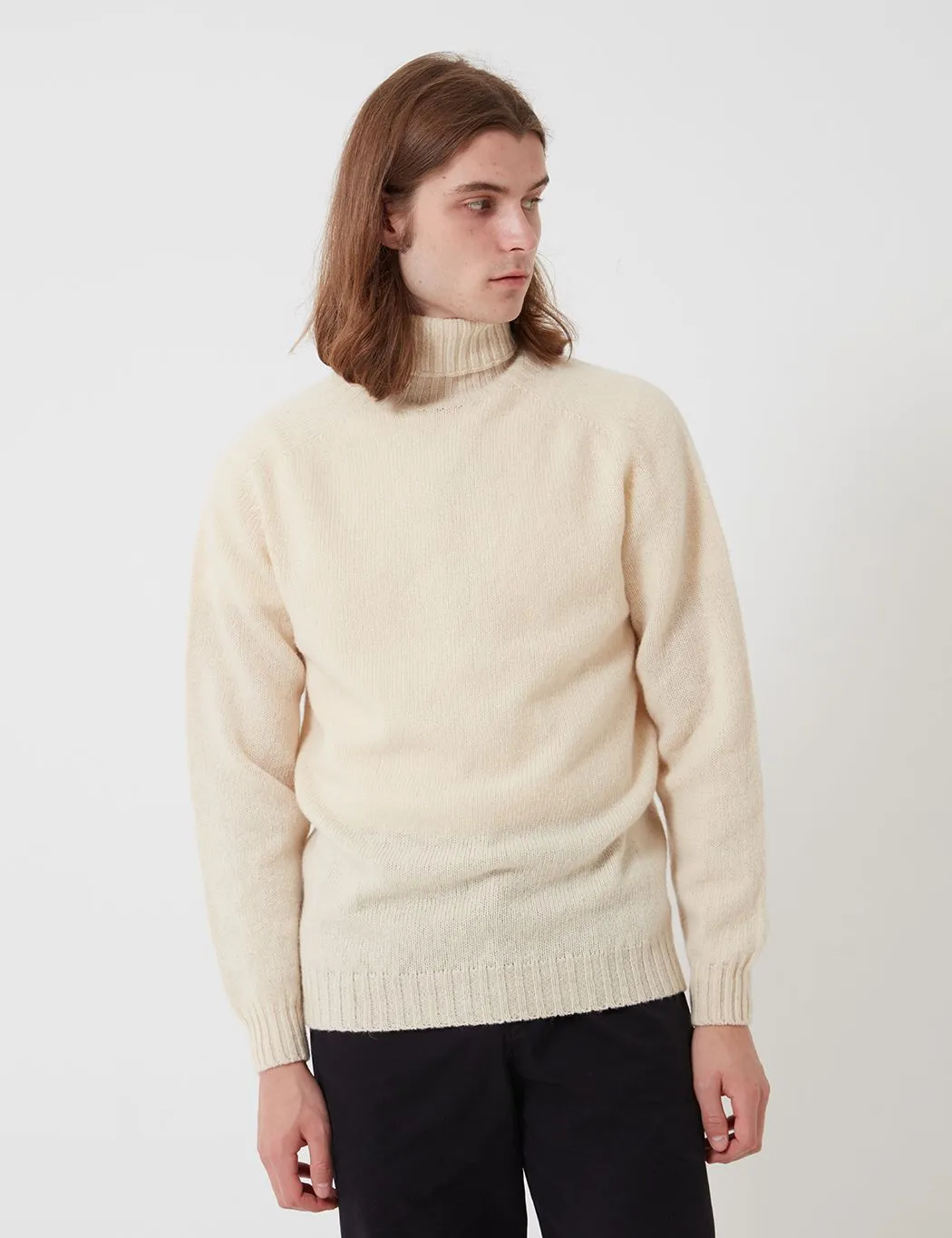Bhode Lambswool Roll Neck Jumper (Made in Scotland) - Cream sold by Article London product image thumbnail 5
