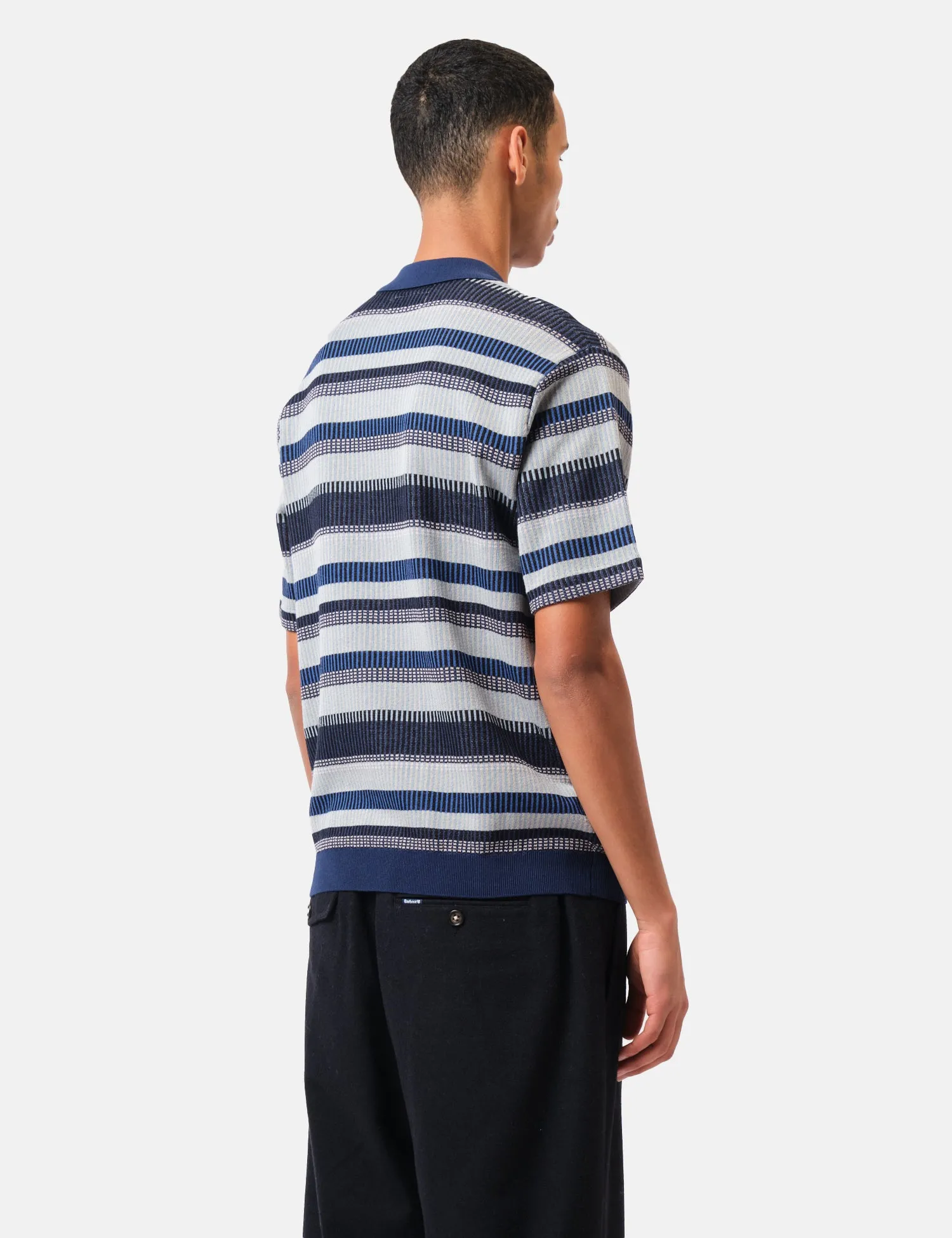 Beams Plus Half Zip Knit Polo Shirt - Navy Blue sold by Article London product image thumbnail 4